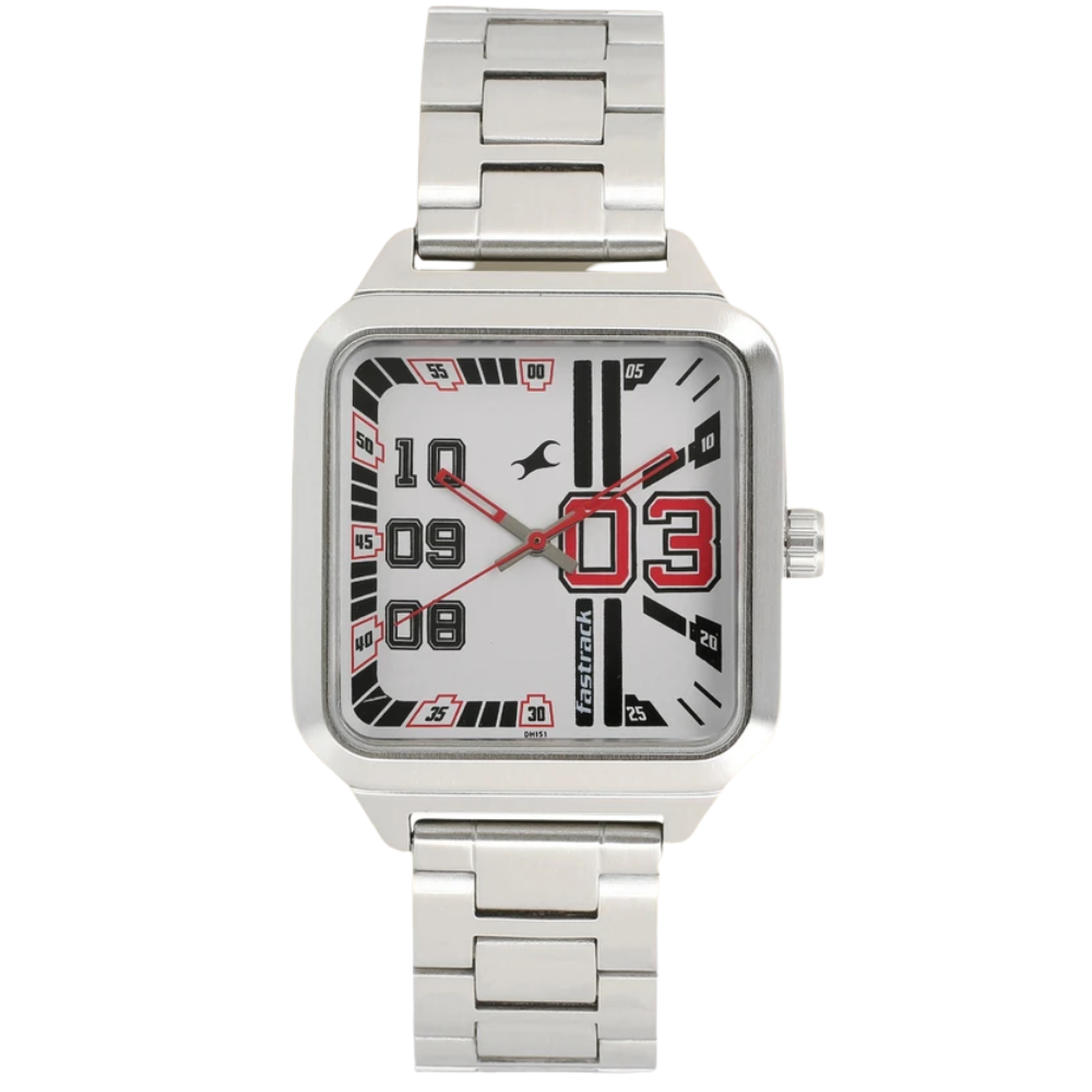 WW2184 Fastrack Varsity Square Silver Chain Watch 3179SM01
