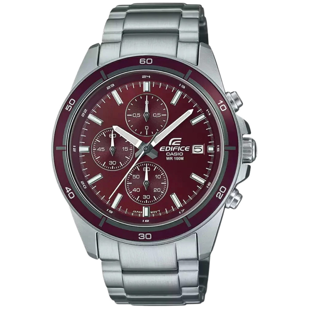 Casio Edifice Red Dial Chronograph – Stainless Steel | Tachymeter ...