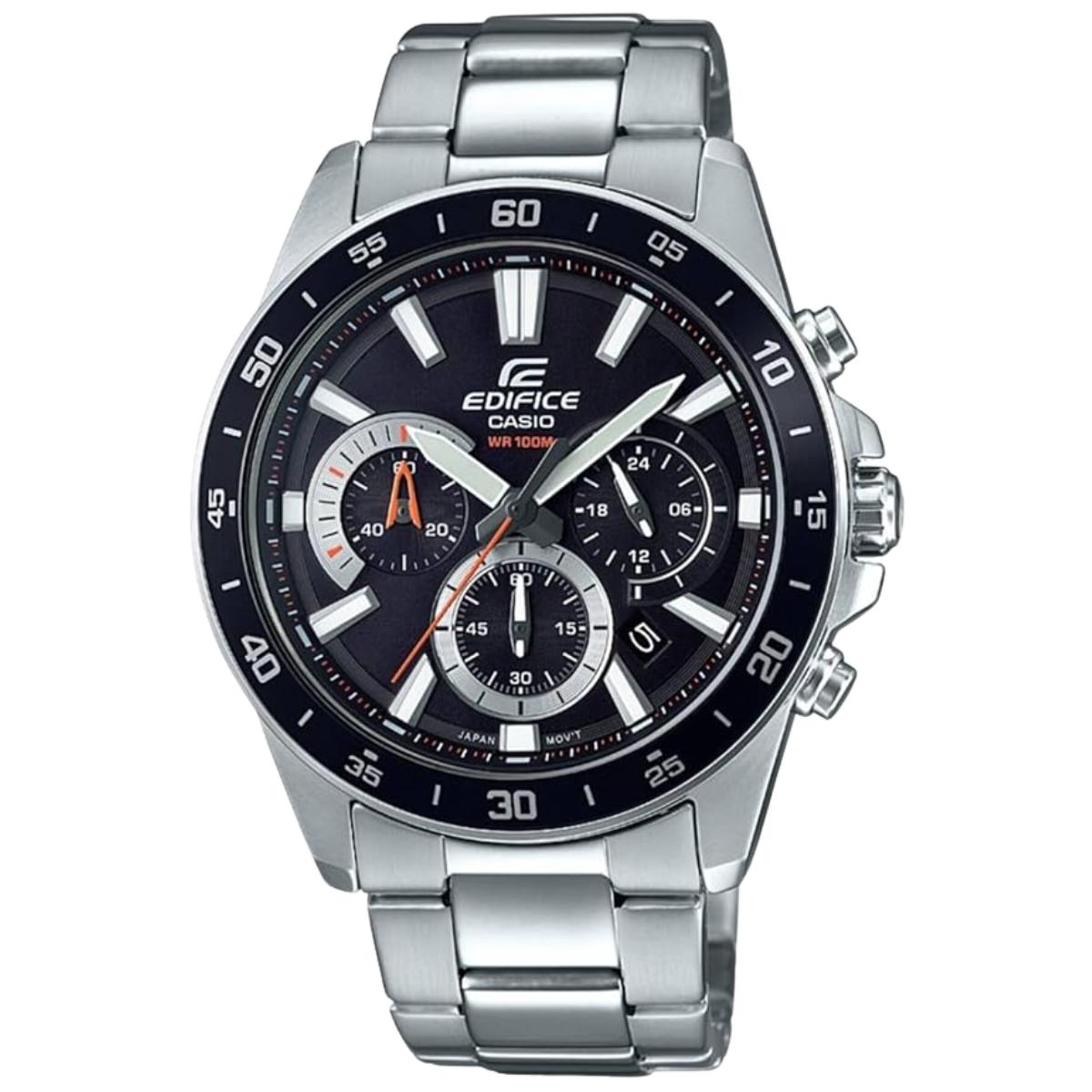 Edifice Men’s Stainless Steel Quartz Watch – 43.8mm | Silver Band ...